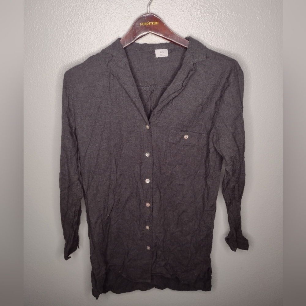 RH Restoration Hardware Women Pajama Top Small Gray Cotton Cashmere Button W